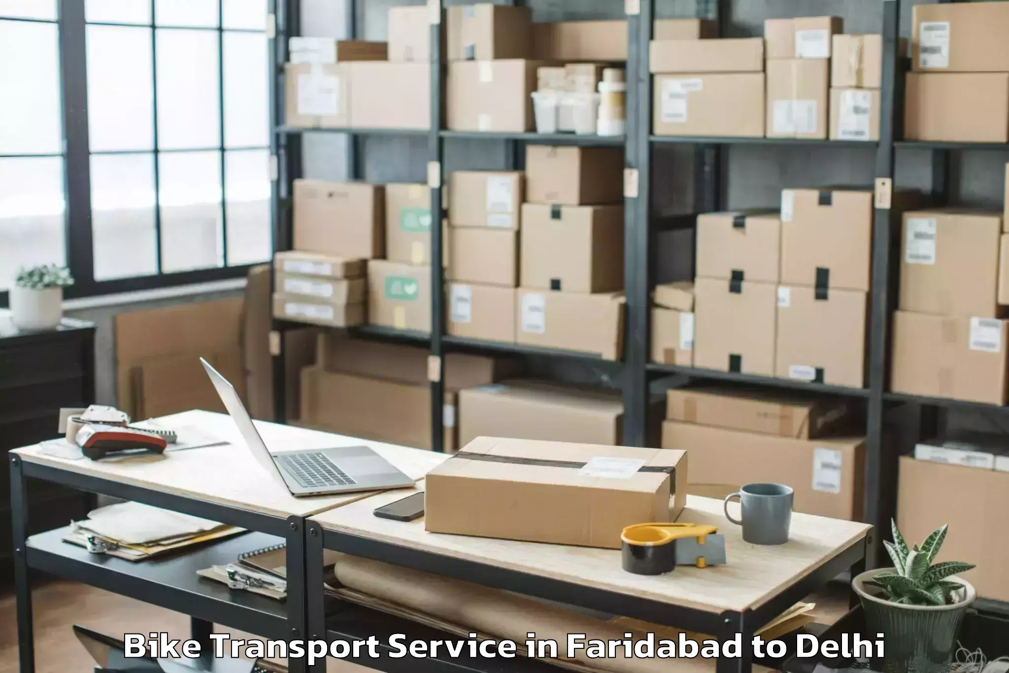 Top Faridabad to Burari Bike Transport Available